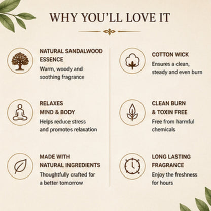 Sandalwood Scented Candle for Home Decor & Gifting | Natural Soy Wax Aromatherapy Candle