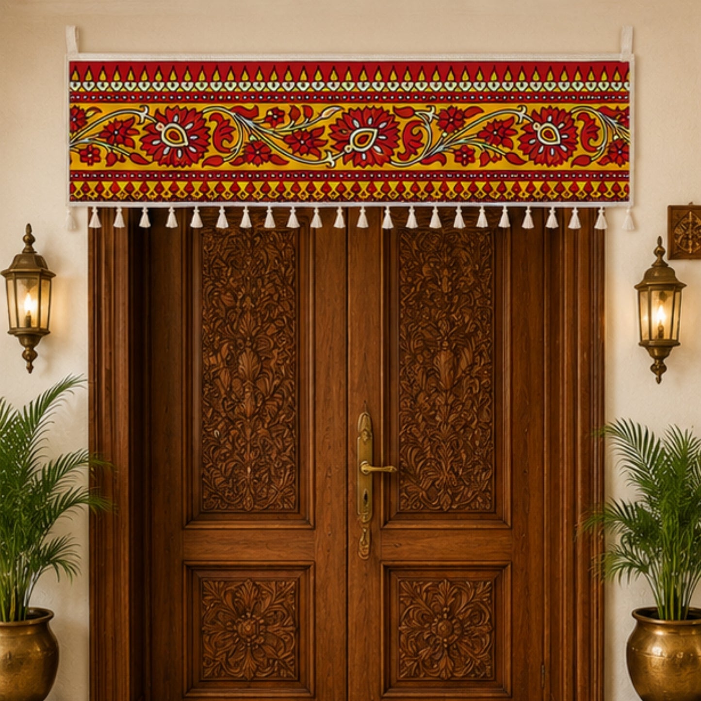 Indian Art Floral Toran for Main Door Entrance, Pooja Mandir & Housewarming Gift