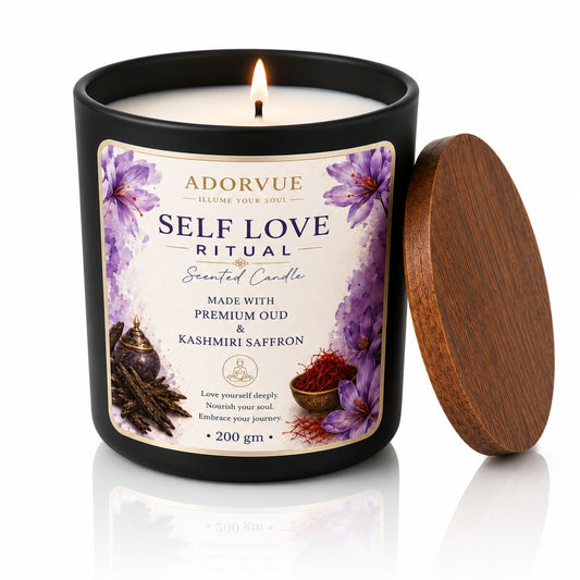 Self Love Ritual Scented Candle for Home Fragrance | Premium Oud & Kashmiri Saffron Aroma Candle