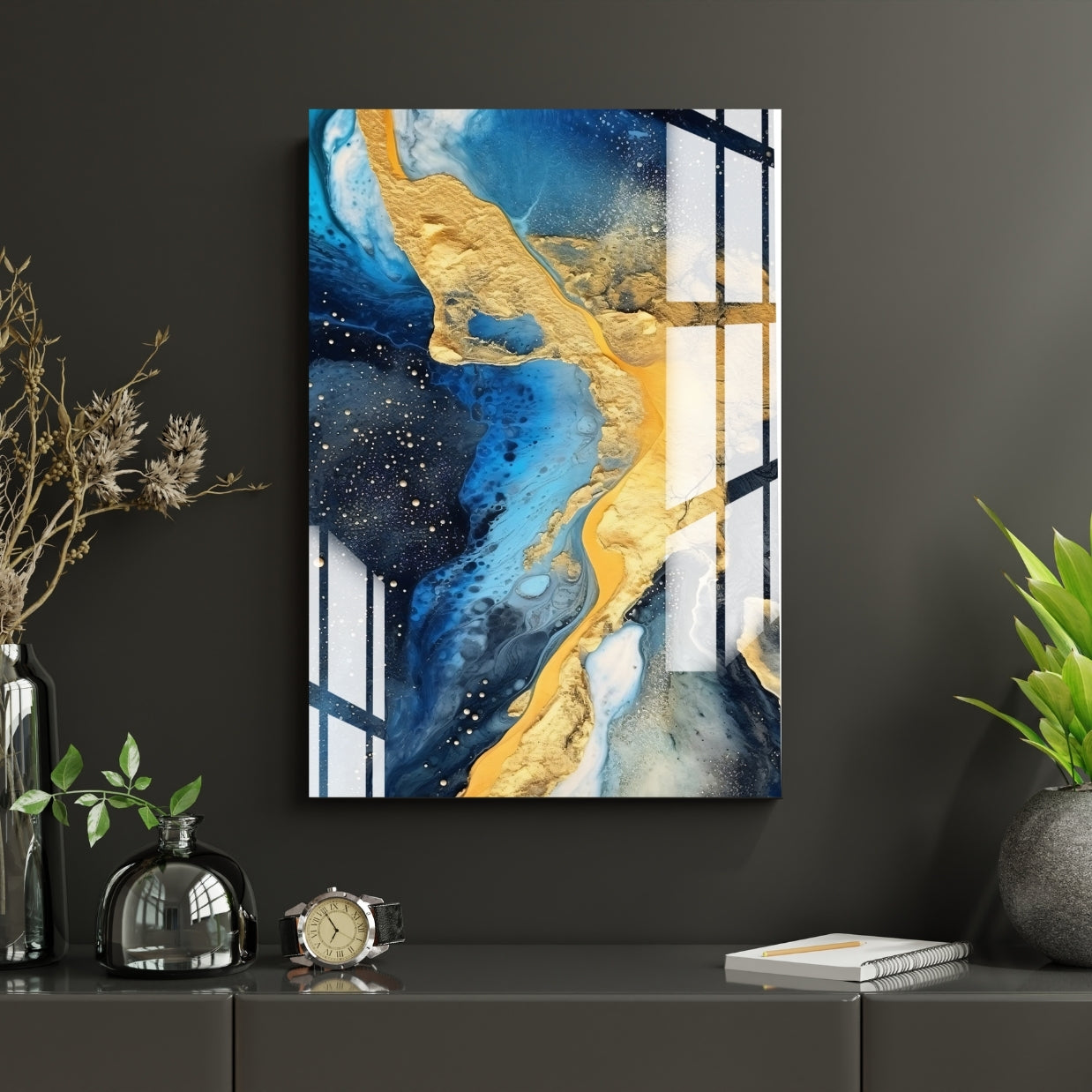 Golden Ocean Flow Metal Print With or Without Frame Wall Art