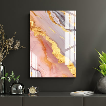Blush Gold Marble Flow Metal Print With or Without Frame Wall Art