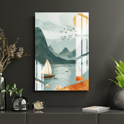 Sailing Serenity Shores Metal Print With or Without Frame Wall Art