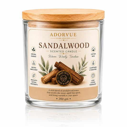 Sandalwood Scented Candle for Home Decor & Gifting | Natural Soy Wax Aromatherapy Candle