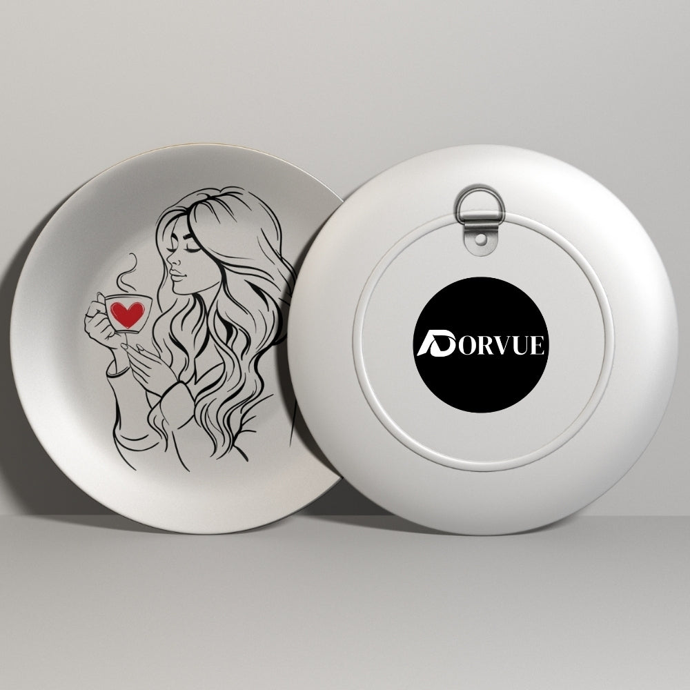 The Coffee Girl Decorative Ceramic Wall Plate