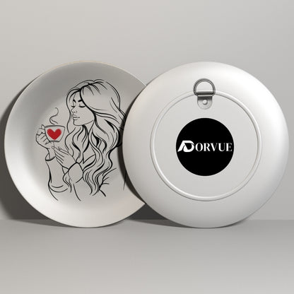 The Coffee Girl Decorative Ceramic Wall Plate