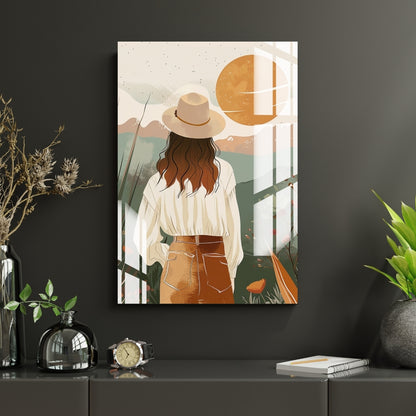 Sunset Wanderer Bohemian Metal Print With or Without Frame Wall Art