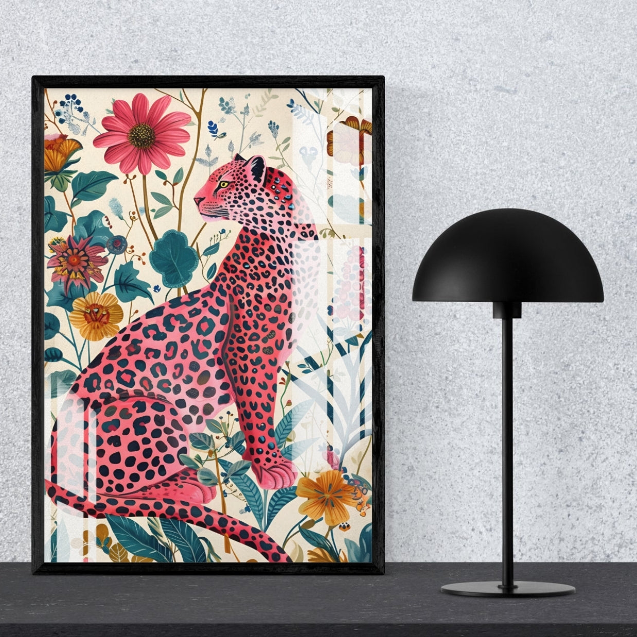 Blossom Leopard Metal Print With or Without Frame Wall Art