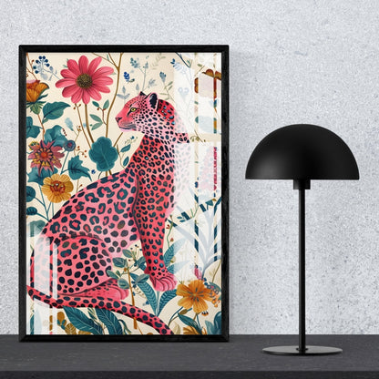 Blossom Leopard Metal Print With or Without Frame Wall Art
