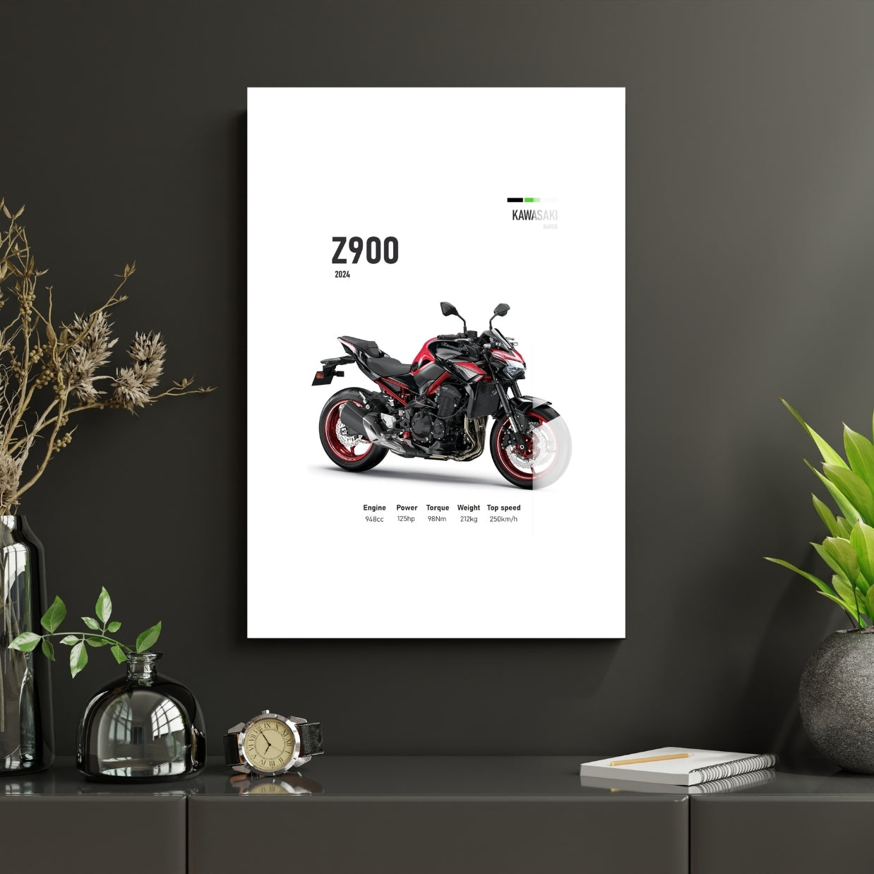 Z900 Performance Blueprint Metal Print With or Without Frame Wall Art
