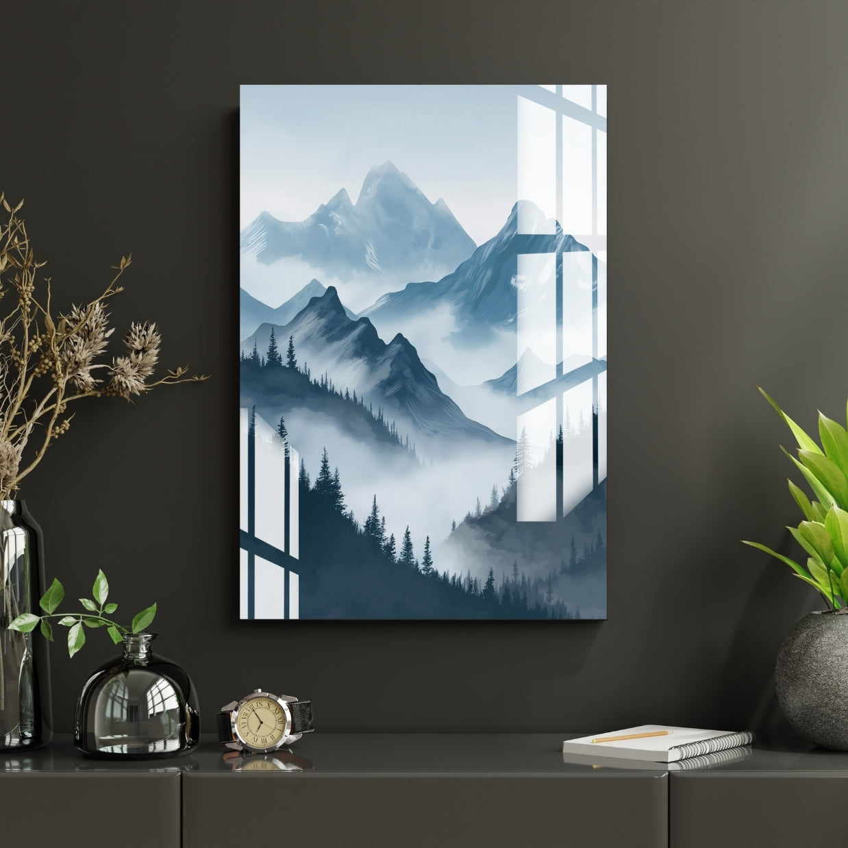 Misty Mountain Layers Metal Print With or Without Frame Wall Art
