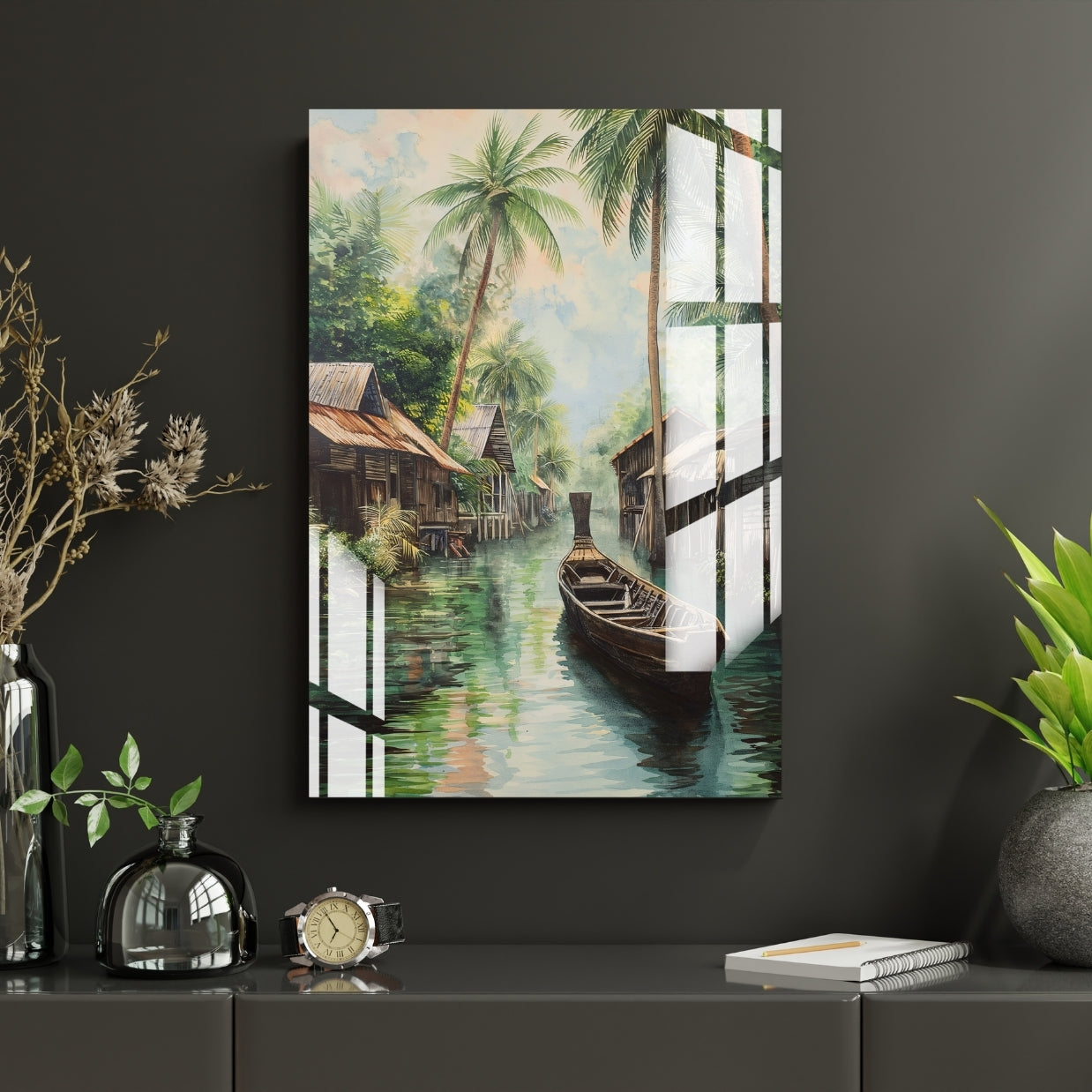 Tropical Canal Escape Metal Print With or Without Frame Wall Art