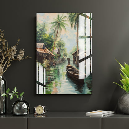 Tropical Canal Escape Metal Print With or Without Frame Wall Art