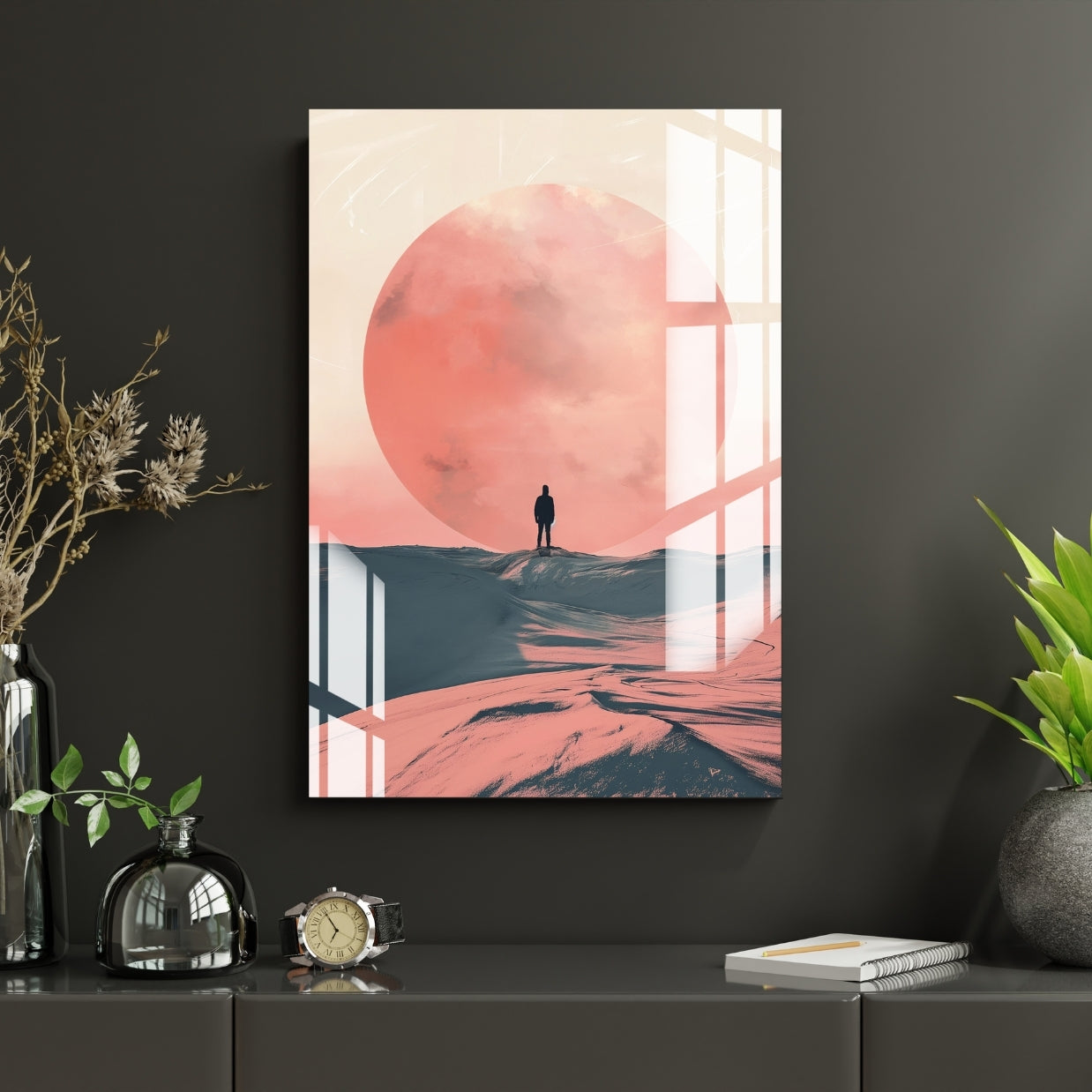Red Moon Solitude Metal Print With or Without Frame Wall Art