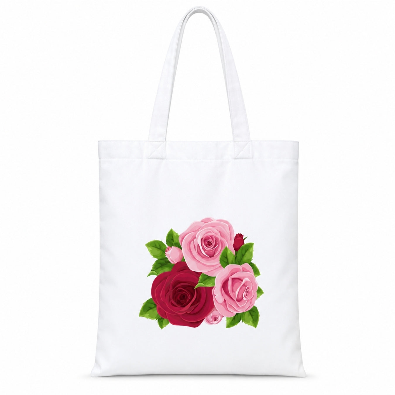 Colourful Rose Premium Reusable Unique Art Printed Tote Bag Stylish Eco-Friendly Cotton Handbags, Canvas Bags for College, Shopping, Office, Travel, Grocery Runs, Beach Day and Casual Outings
