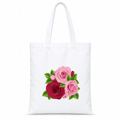 Colourful Rose Premium Reusable Unique Art Printed Tote Bag Stylish Eco-Friendly Cotton Handbags, Canvas Bags for College, Shopping, Office, Travel, Grocery Runs, Beach Day and Casual Outings