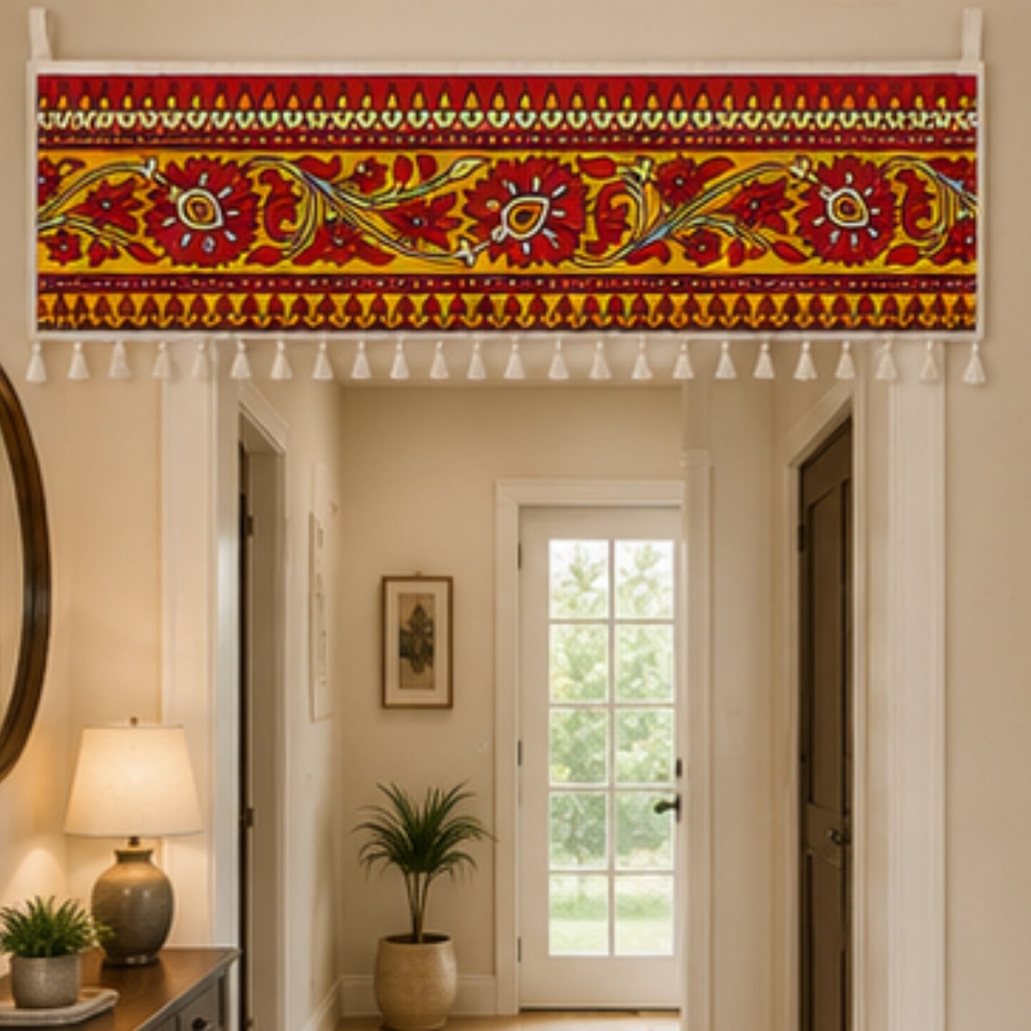 Indian Art Floral Toran for Main Door Entrance, Pooja Mandir & Housewarming Gift