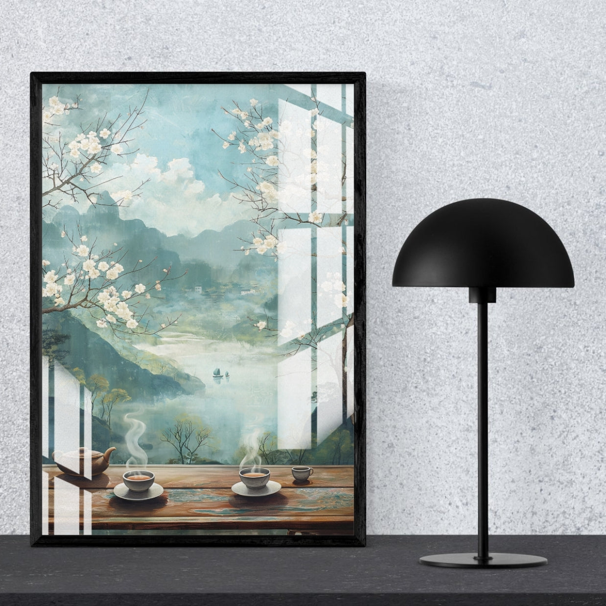 Tea by the Mountains Metal Print With or Without Frame Wall Art