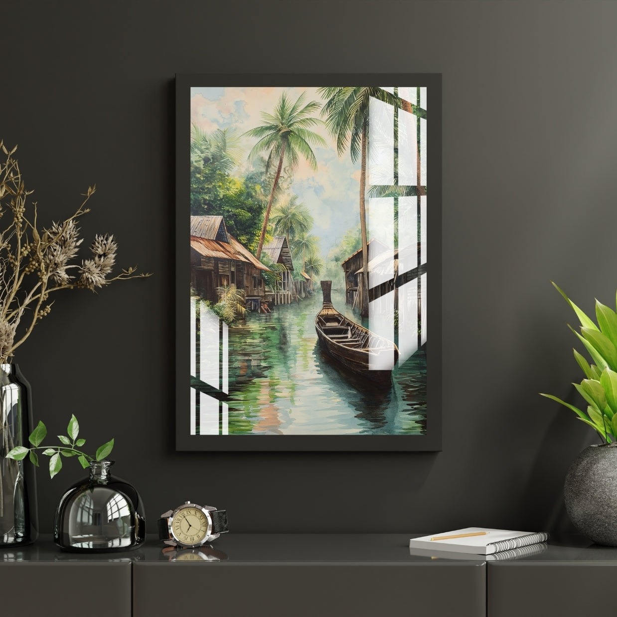 Tropical Canal Escape Metal Print With or Without Frame Wall Art