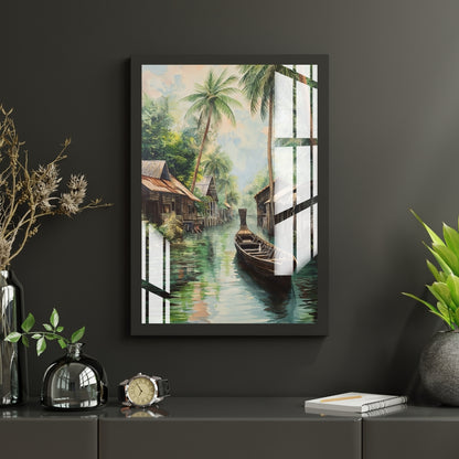 Tropical Canal Escape Metal Print With or Without Frame Wall Art