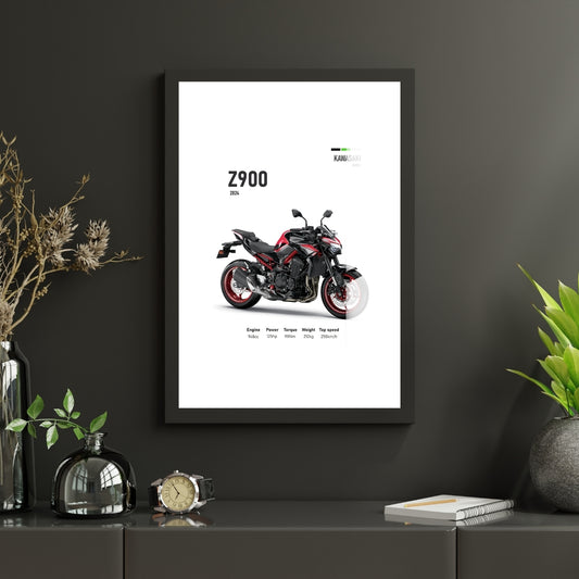 Z900 Performance Blueprint Metal Print With or Without Frame Wall Art