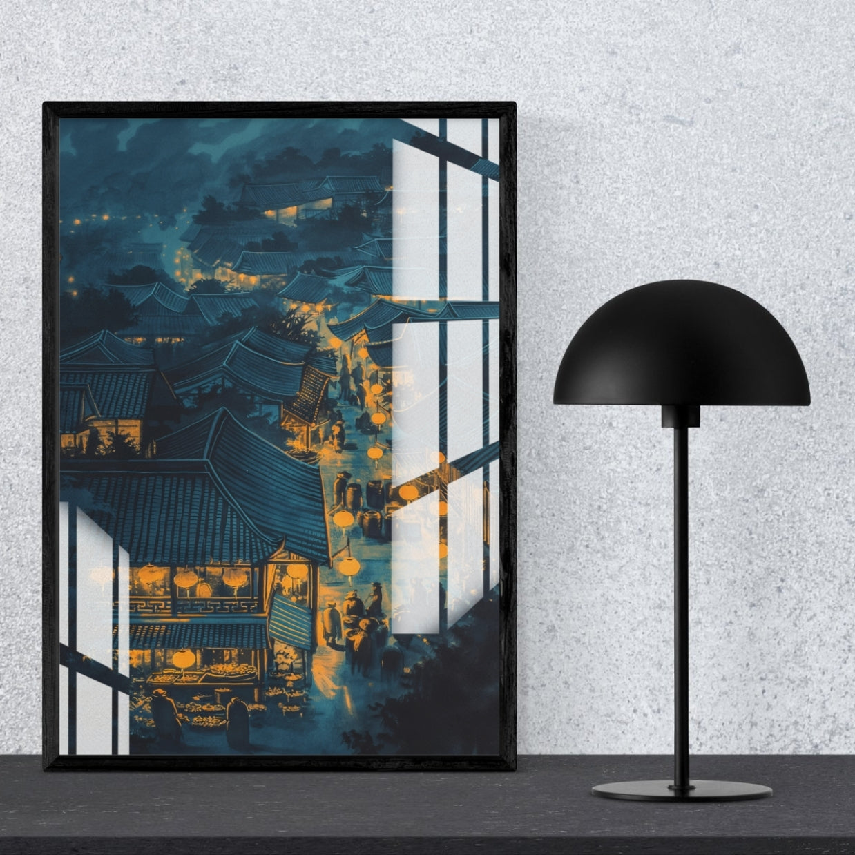 Lanterns of the Night Village Metal Print With or Without Frame Wall Art