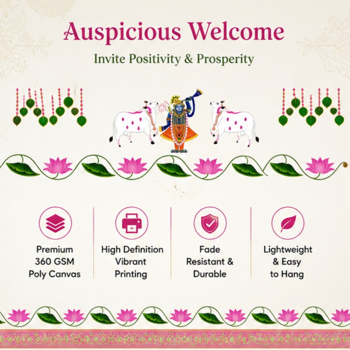 Pichwai Toran for Main Door Entrance, Pooja Mandir & Housewarming Gift