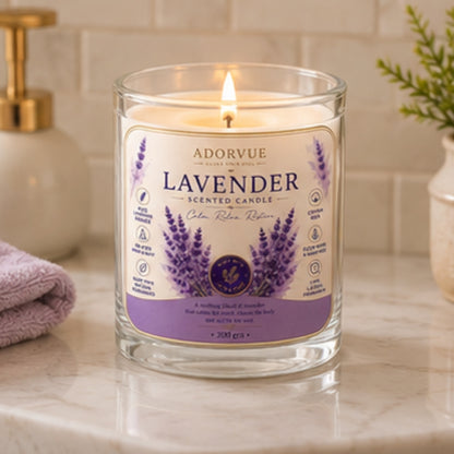 Lavender Scented Candle for Home Decor & Bedroom | 100% Soy Wax Aromatherapy Candle