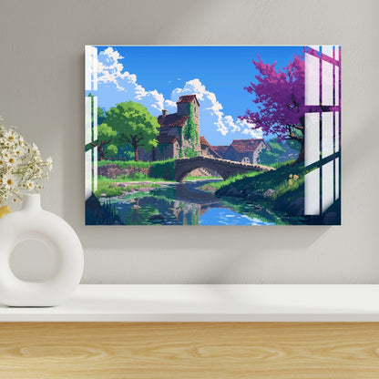 Blossom Bridge Metal Print With or Without Frame Wall Art