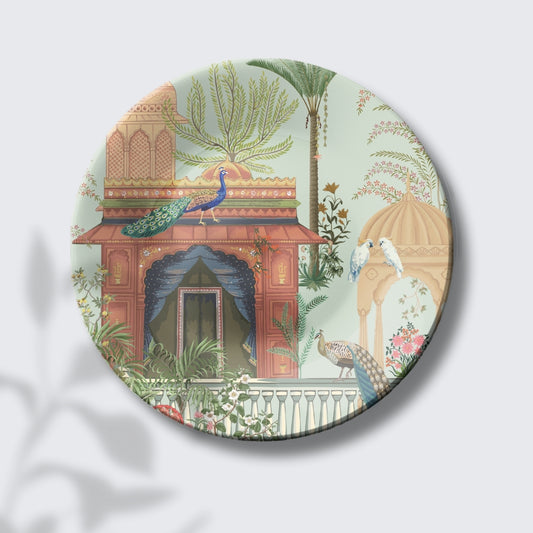 Peacock Palace Regal Courtyard Decorative Wall Plate