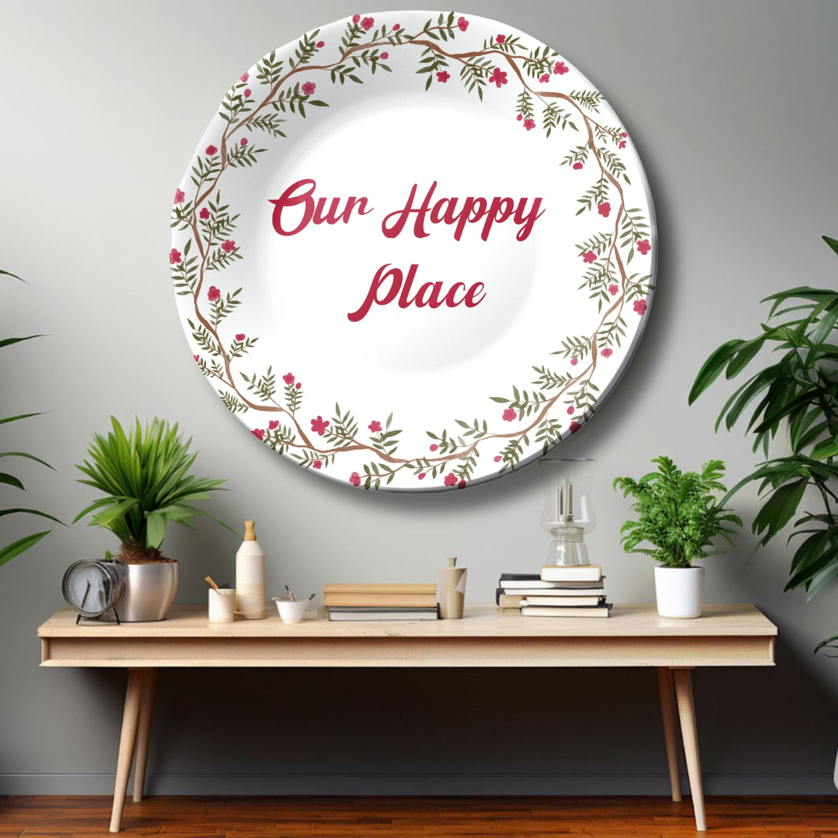 Our Happy Place Positive Quote Ceramic Wall Plate Home Décor