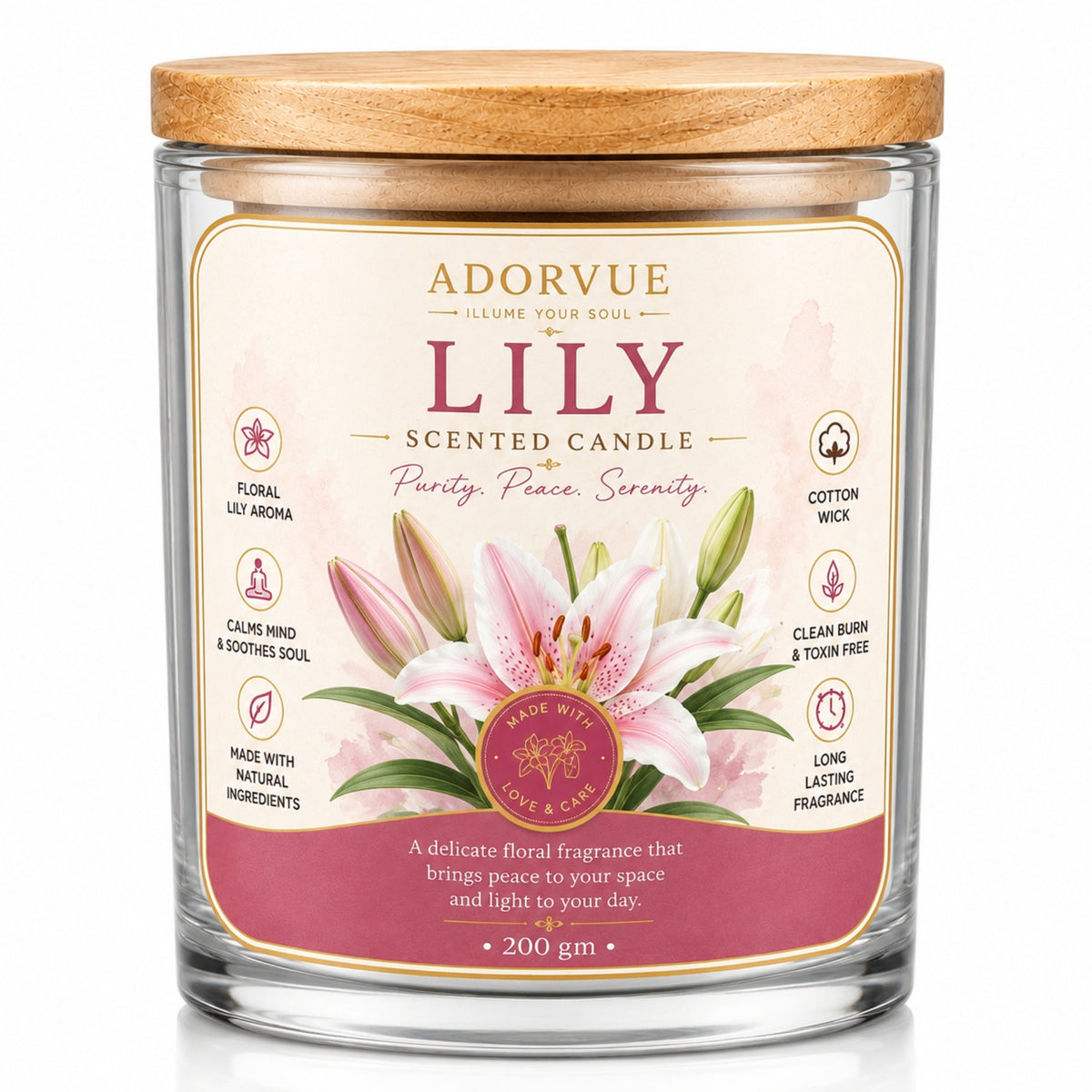 Lily Scented Candle for Home Décor & Gifting | Natural Soy Wax Aromatherapy Candle