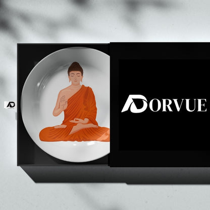 Orange and White Buddha Decorative Wall Plate