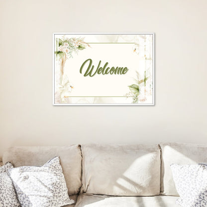 Elegant Welcome Greens Metal Print With or Without Frame Wall Art