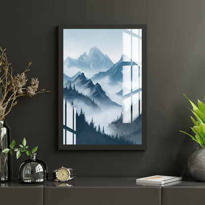 Misty Mountain Layers Metal Print With or Without Frame Wall Art