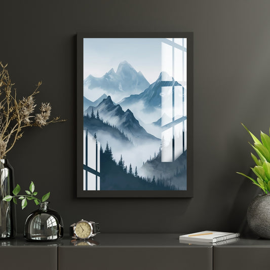 Misty Mountain Layers Metal Print With or Without Frame Wall Art