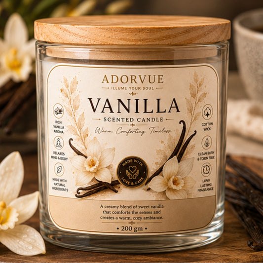 Vanilla Scented Candle for Home Decor & Gifting | Natural Soy Wax Aromatherapy Candle