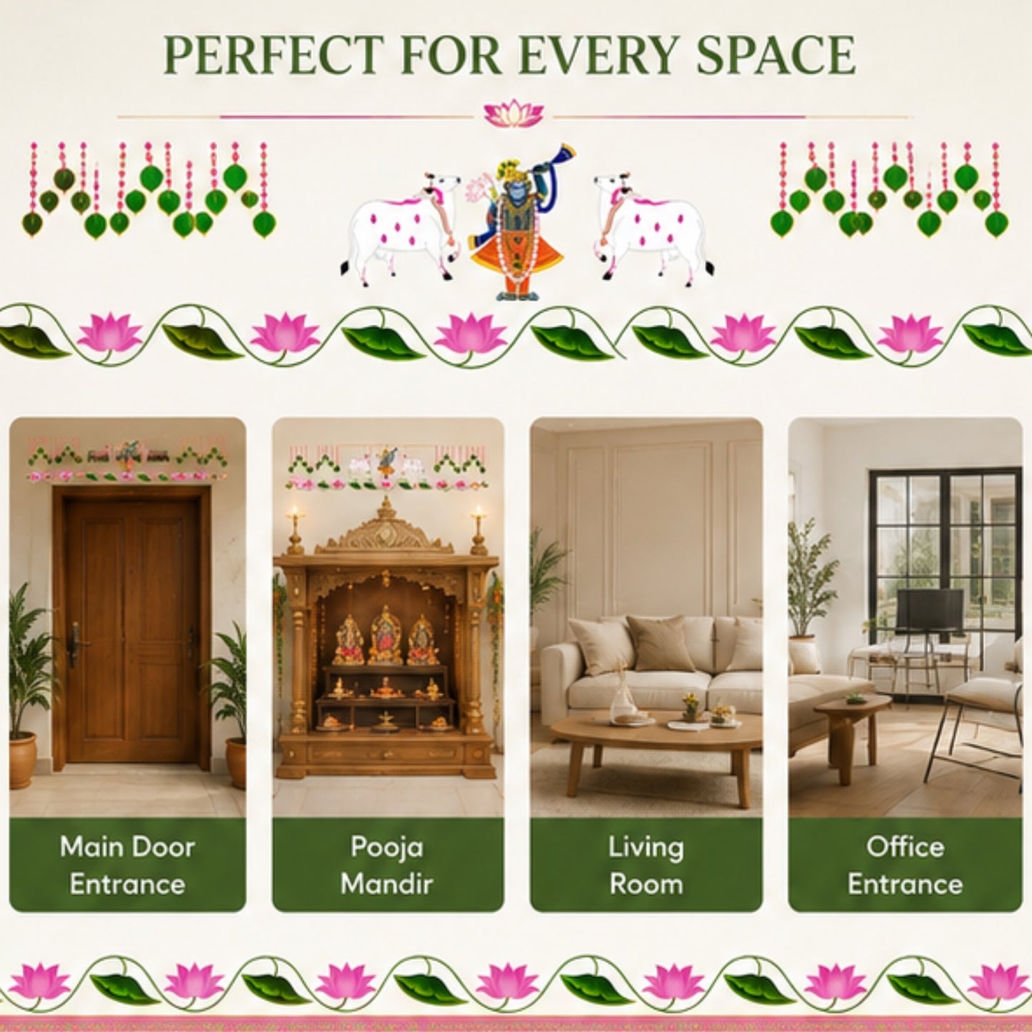 Pichwai Toran for Main Door Entrance, Pooja Mandir & Housewarming Gift