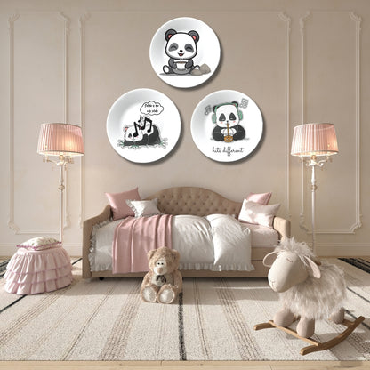 Set of 3 Rest, Play, Feast Panda Moments Wall Plates