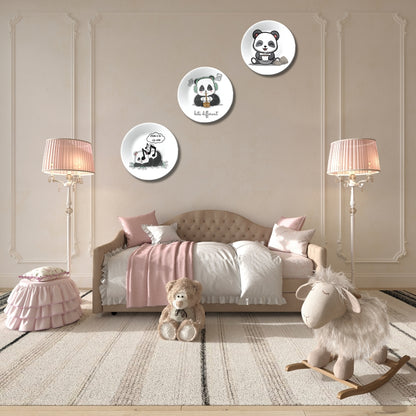 Set of 3 Rest, Play, Feast Panda Moments Wall Plates