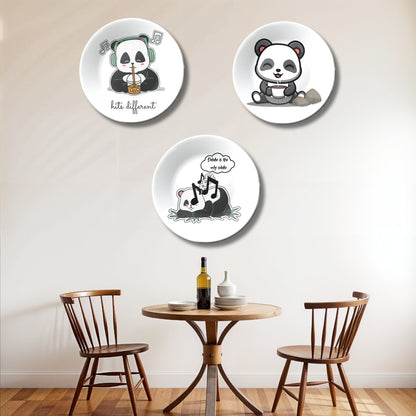 Set of 3 Rest, Play, Feast Panda Moments Wall Plates