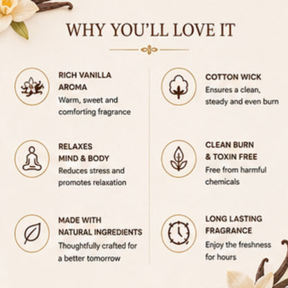 Vanilla Scented Candle for Home Decor & Gifting | Natural Soy Wax Aromatherapy Candle