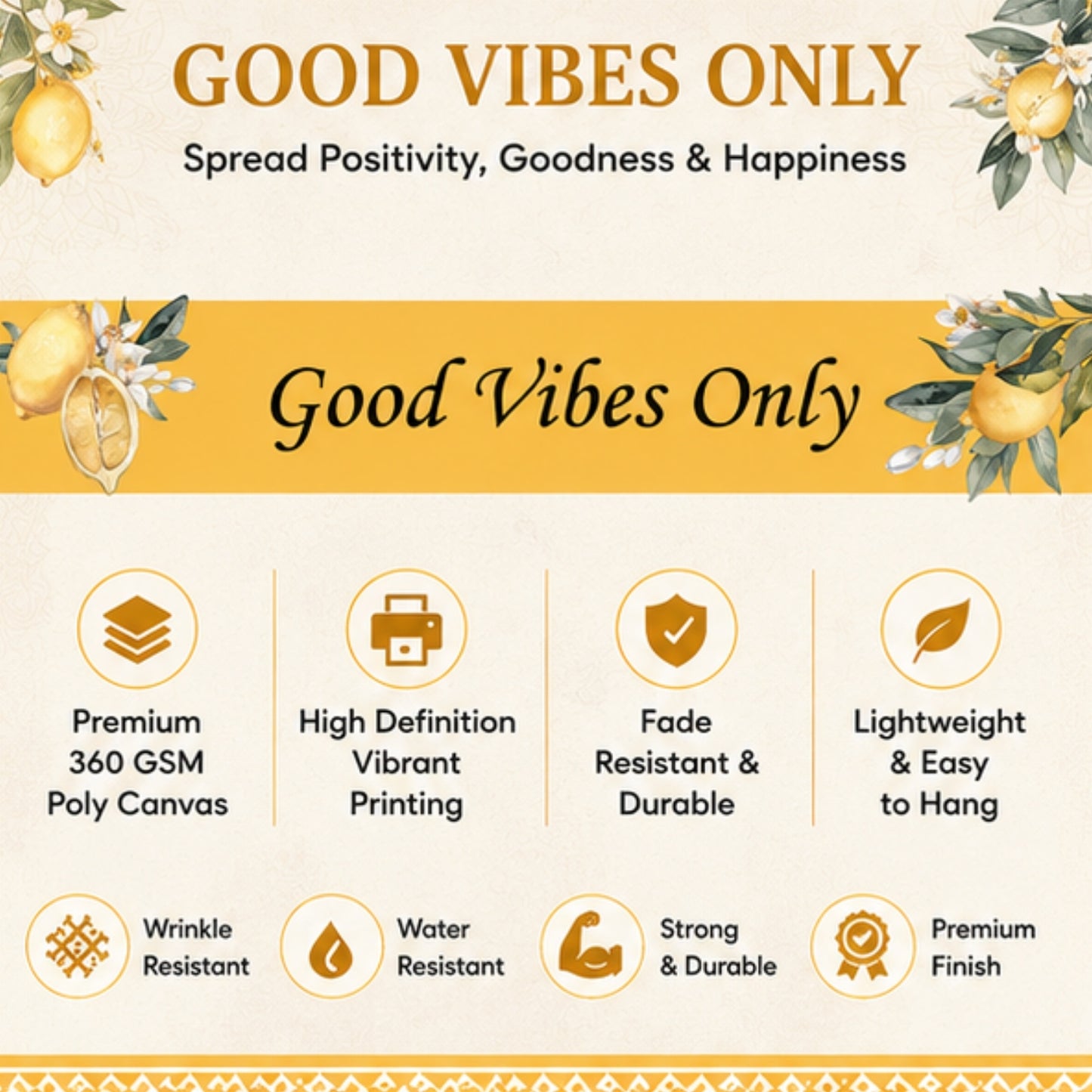 Good Vibes Only Toran for Main Door Entrance, Pooja Mandir & Housewarming Gift