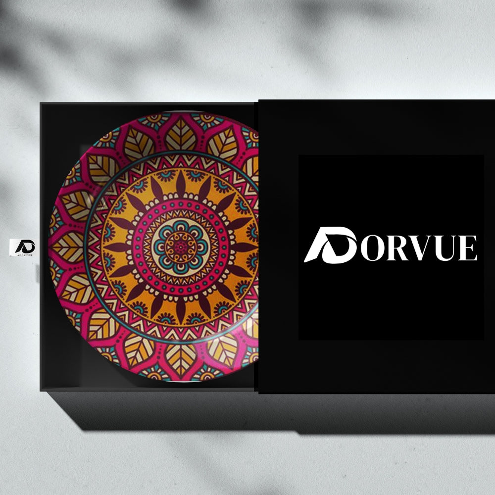 Boho Glow Mandala Decorative Ceramic Wall Plate