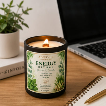 Energy Ritual Scented Candle for Home Fragrance | Lemongrass, Eucalyptus & Mint Soy Wax Candle