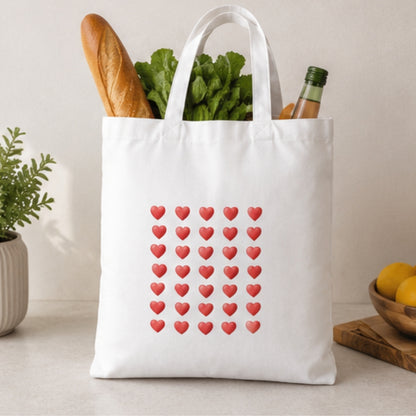 Hearts Premium Reusable Unique Art Printed Tote Bag Stylish Eco-Friendly Cotton Handbags, Canvas Bags for College, Shopping, Office, Travel, Grocery Runs, Beach Day and Casual Outings