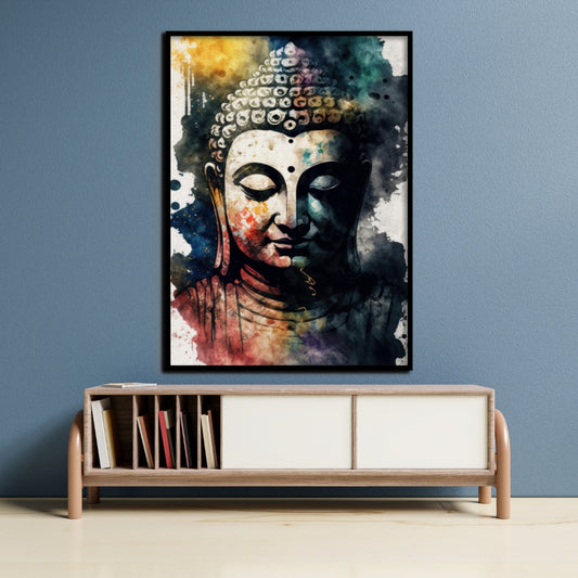 Buddha Watercolour Canvas Painting Framed Wall Art