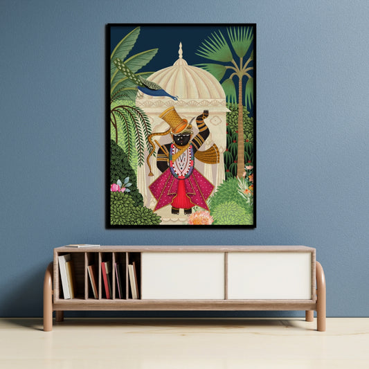 Divine Grace Shrinath Ji Pichwai Canvas Painting Framed Wall Art