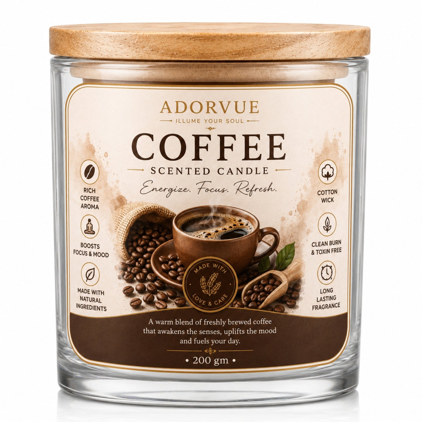 Coffee Scented Candle for Home Décor & Gifting | Natural Soy Wax Aromatherapy Candle