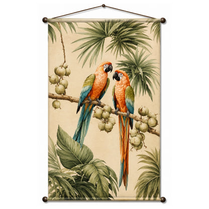 Parrot Tapestry Wall Hanging for Living Room & Bedroom | Tropical Bird Wall Decor with Macaw & Palm Leaf Design | Aesthetic Fabric Tapestry for Home, Office & Boho Decor 20x30 Inch