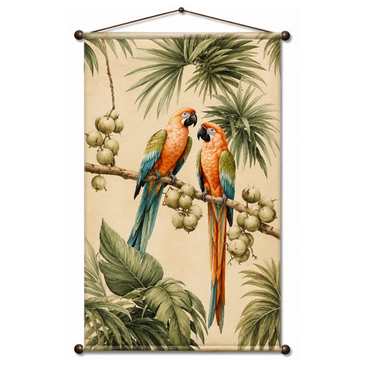 Parrot Tapestry Wall Hanging for Living Room & Bedroom | Tropical Bird Wall Decor with Macaw & Palm Leaf Design | Aesthetic Fabric Tapestry for Home, Office & Boho Decor 20x30 Inch